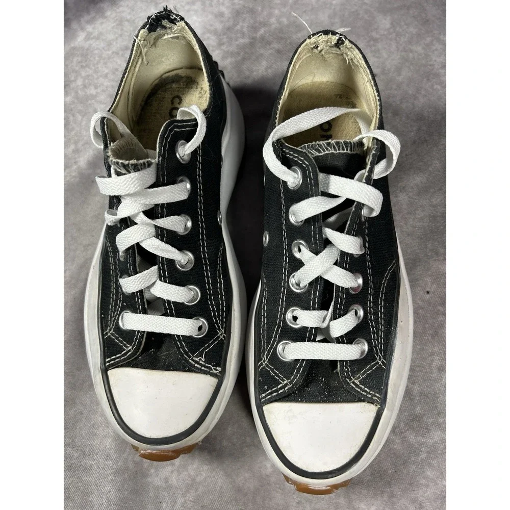 Converse Run Star Hike Low Platform Sneakers Black White Women's 6 Men's 4.5